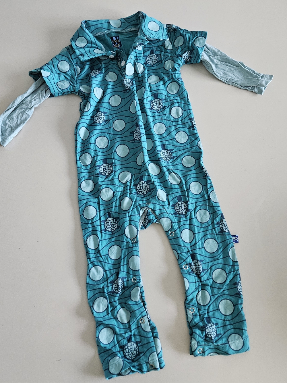 Kickee Pants Teal Circle Print One-Piece Bodysuit